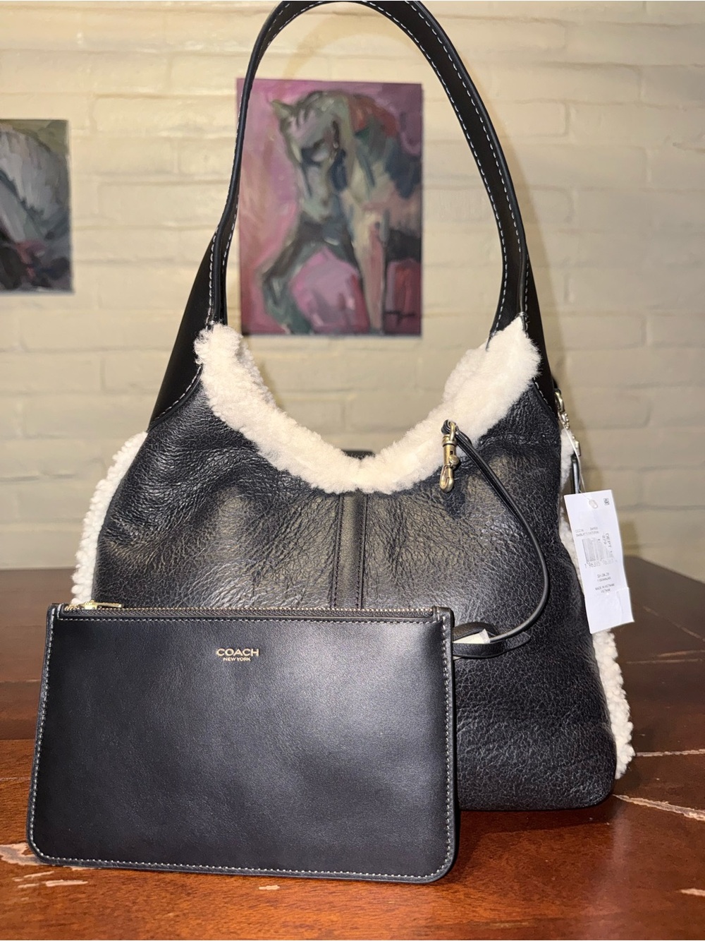 Coach Brooklyn 28 Sherling Leather Shoulder Bag & Wristlet - NWT